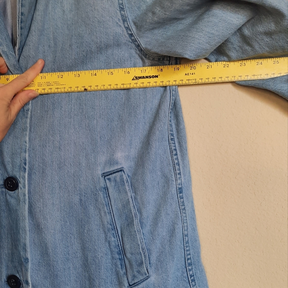 Levis Long Denim Shirt Jacket Shacket Capsule Minimalist Cowgirl - Picture 4 of 7